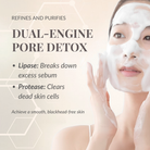 A woman uses IREN Shizen’s START AFRESH DAILY Enzyme Powder Wash—a dual-enzyme cleanser with lipase and protease for smoother, clearer, blackhead-free skin.