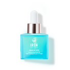 A bottle of IREN Shizen DROP OF DEW Moisturizing Facial Oil, featuring Japanese skincare, onsen skincare, on a black background.